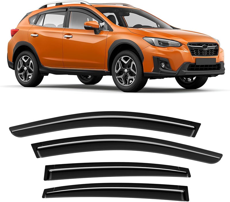 ISINLASSO Tape-On Rain Guards Compatible with Subaru Crosstrek 2018-2023 Black Extra Durable Shatterproof Side Window Deflectors, Vent Window Visors, Wind Deflectors - 4 PCS - Image 1